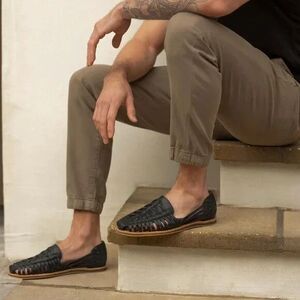Nisolo Leather Sandal Huarache Men's BLACK NIB MSRP $150